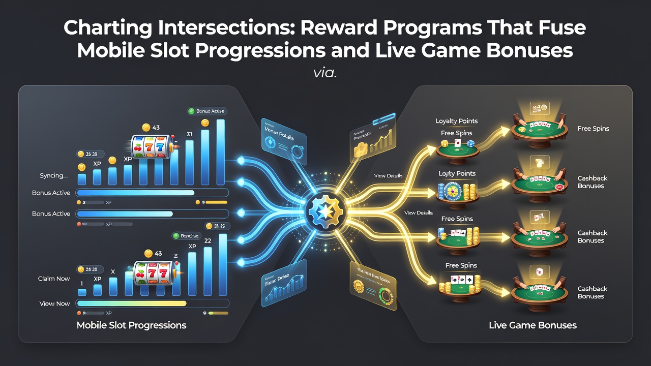 Diagram showing efficient transaction routes linking mobile slots with live dealer bonuses