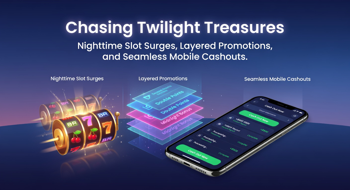 Mobile phone screen displaying layered slot promotions and quick cashout options under a starry night sky