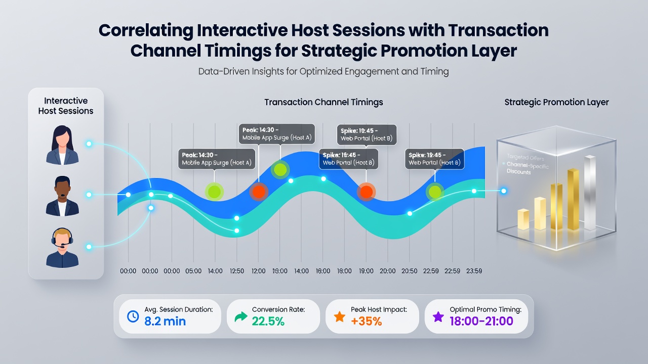 Flowchart illustrating correlation between host session events and transaction channel timings for promotion delivery
