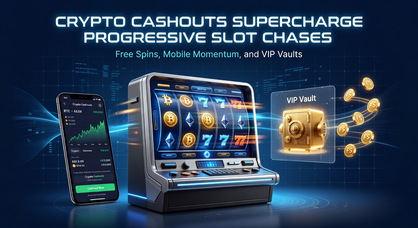 Vibrant progressive slot machine screen displaying jackpot counters climbing alongside crypto wallet icons and free spin symbols