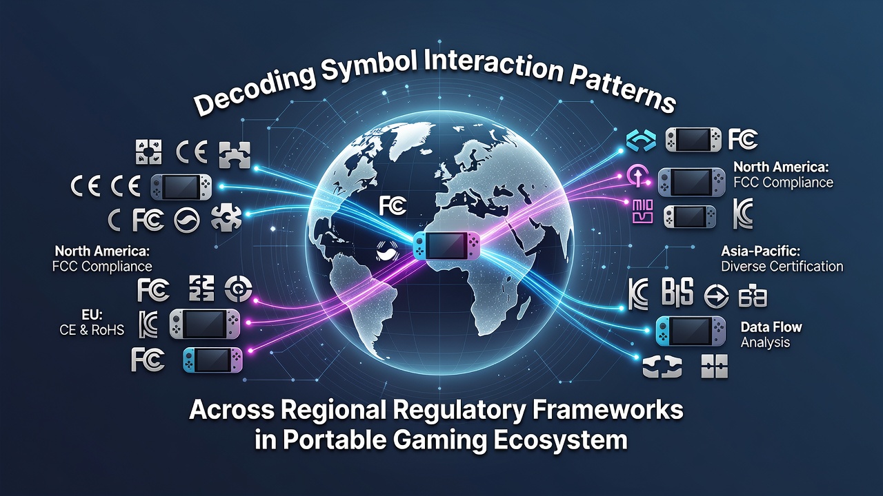 Diagram illustrating regional regulatory differences in symbol mechanics for mobile gaming applications