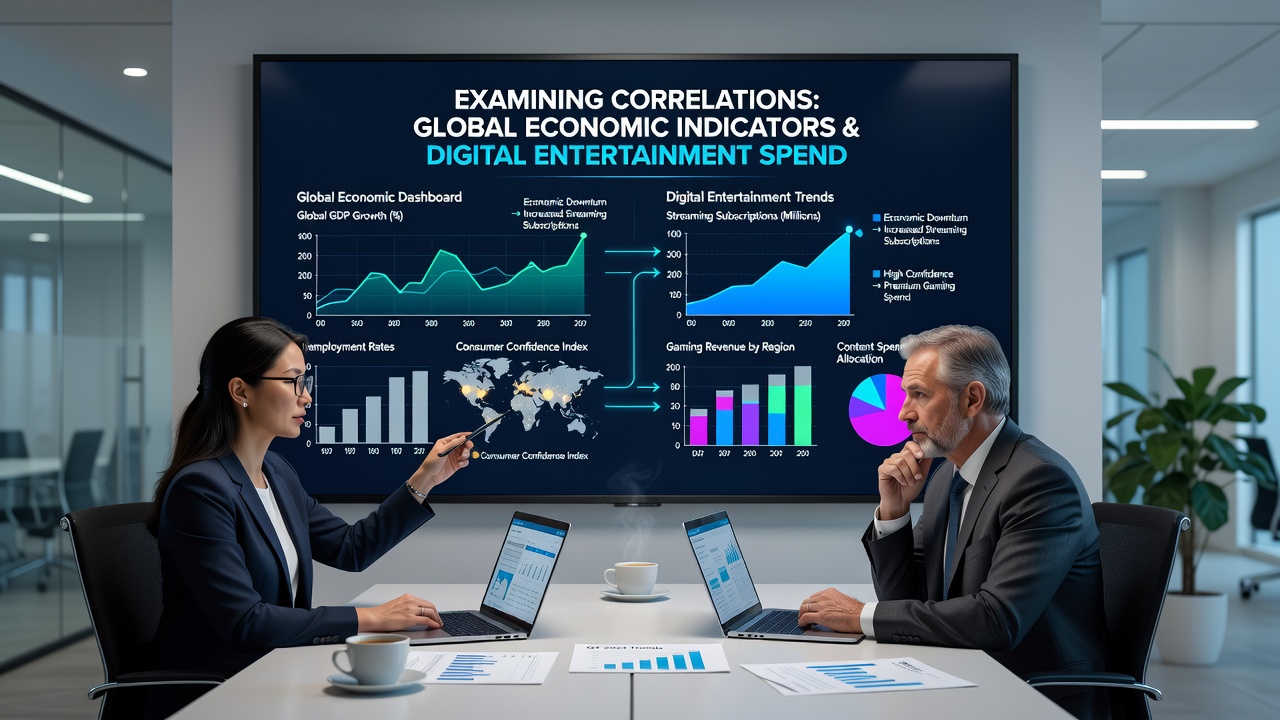 Charts displaying consumer spending shifts in digital sectors correlated with economic indicators over recent years
