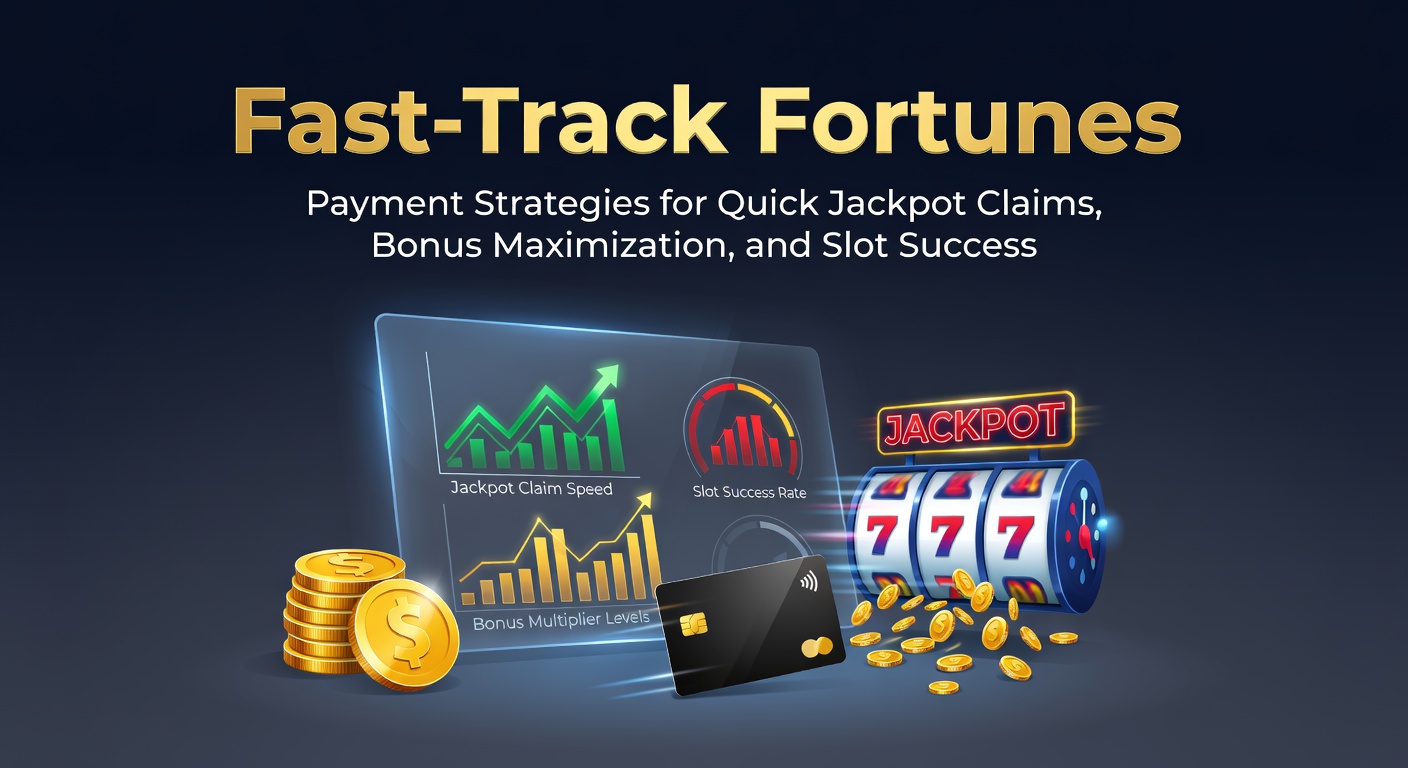 Digital wallet icons and slot machine reels glowing with jackpot symbols, illustrating fast payment flows in online gaming