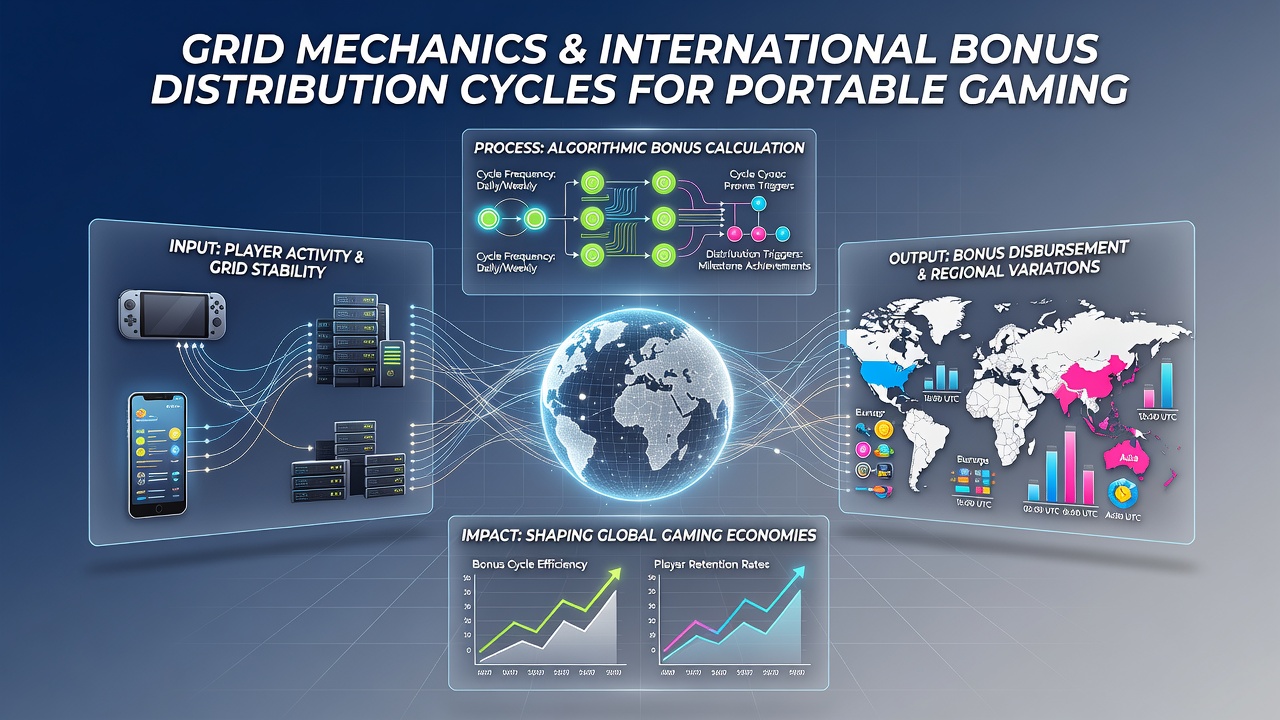 Diagram depicting international bonus distribution cycles influenced by grid layouts in portable gaming applications
