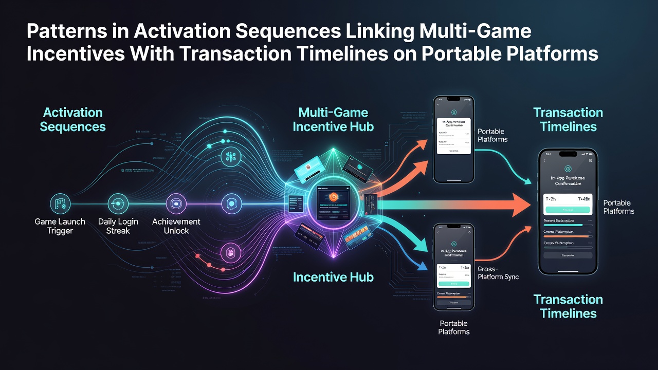 Mobile device displaying sequenced game incentives and transaction logs on a portable gaming platform