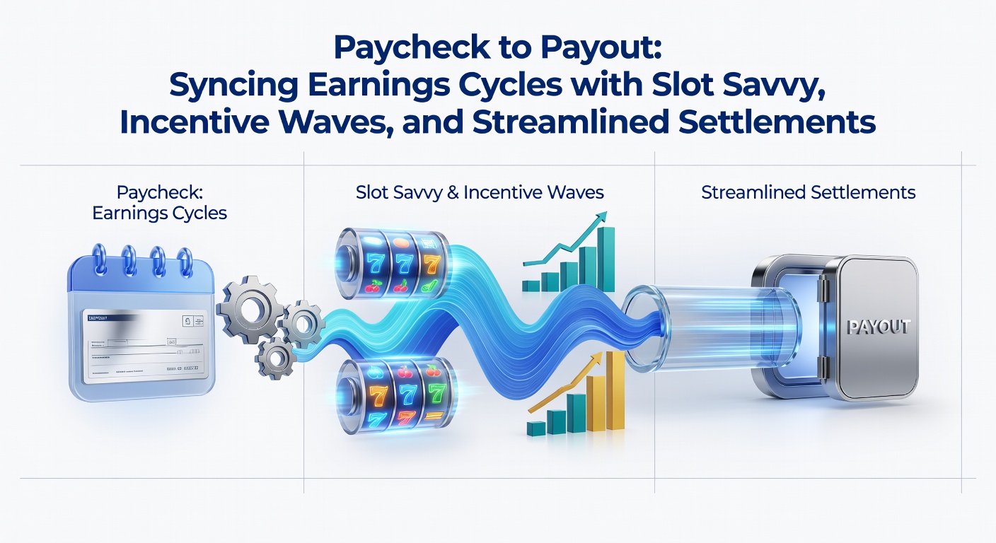 Illustration of a paycheck transforming into slot machine payouts amid flowing incentive waves and swift settlement streams