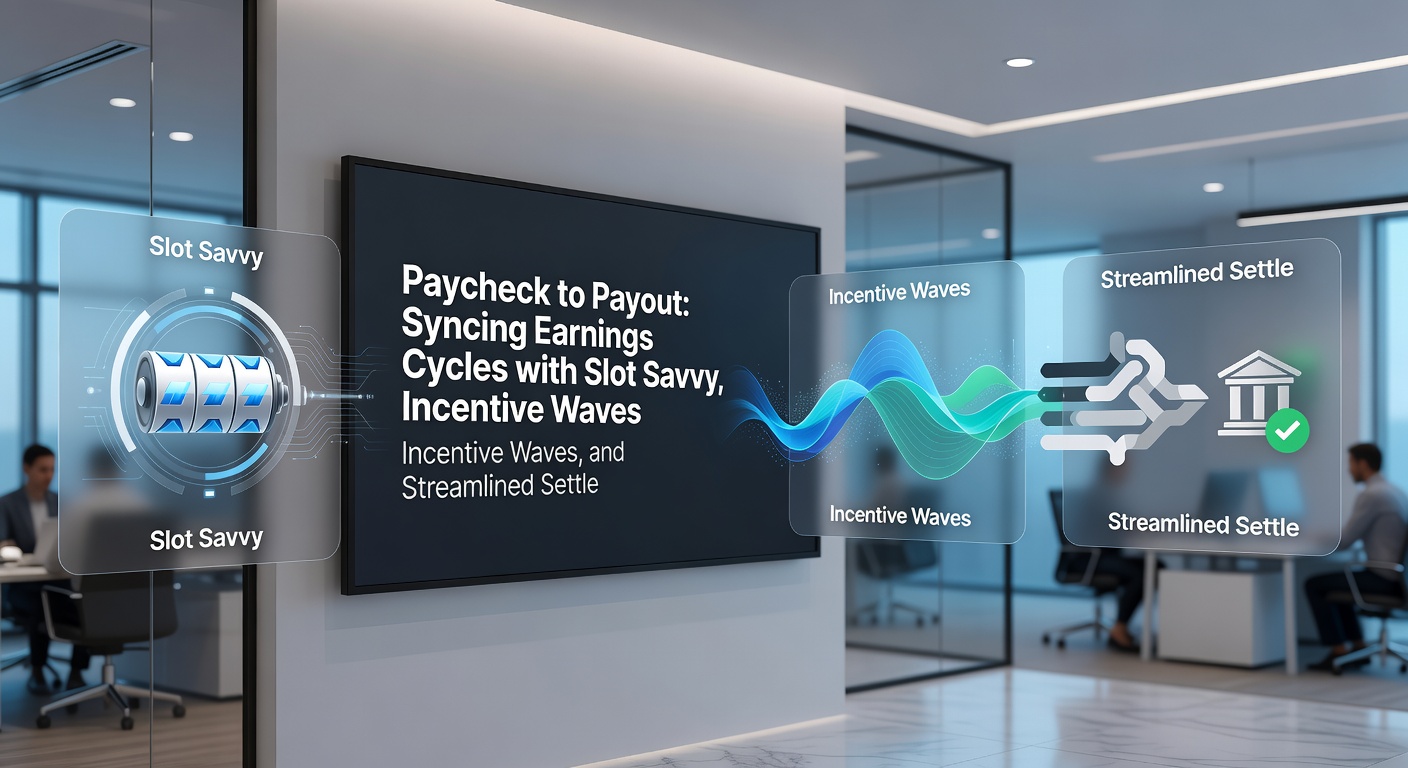 Dynamic graphic showing paycheck deposits flowing into slot reels, boosted by incentive waves leading to rapid payout channels