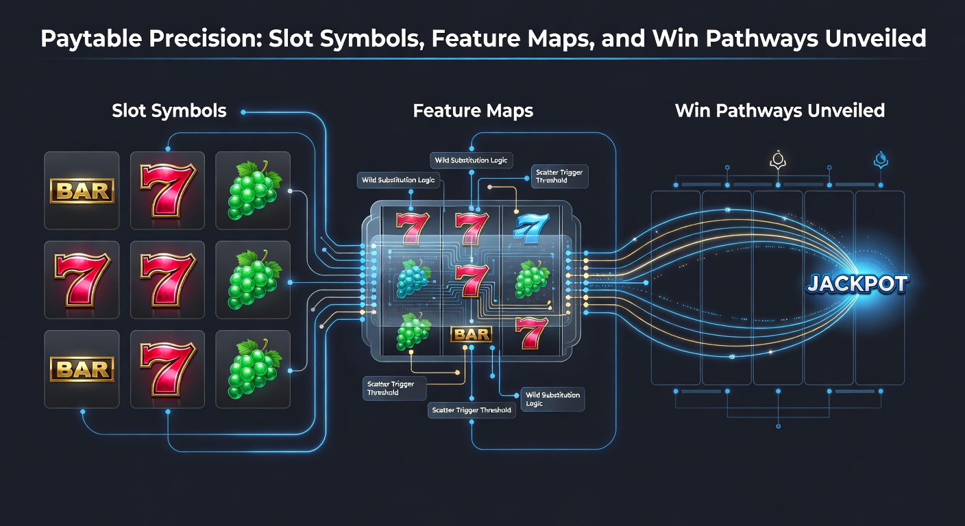 Detailed diagram of slot feature maps illustrating bonus triggers, free spin paths, and expanding wild pathways across multiple reels