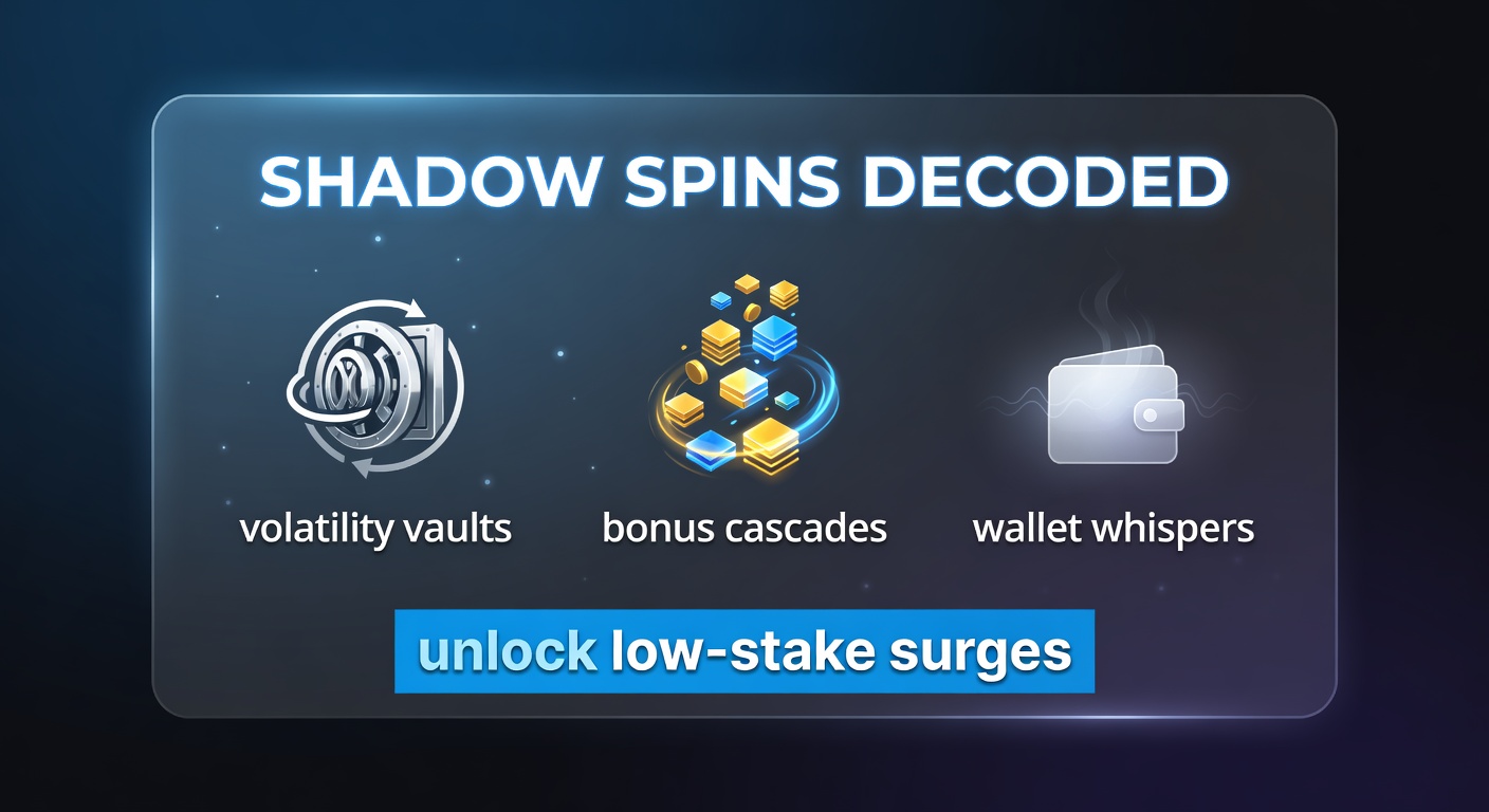 Illustration of shadowy slot reels glowing with cascading bonuses and subtle wallet notifications, highlighting low-stake win potential