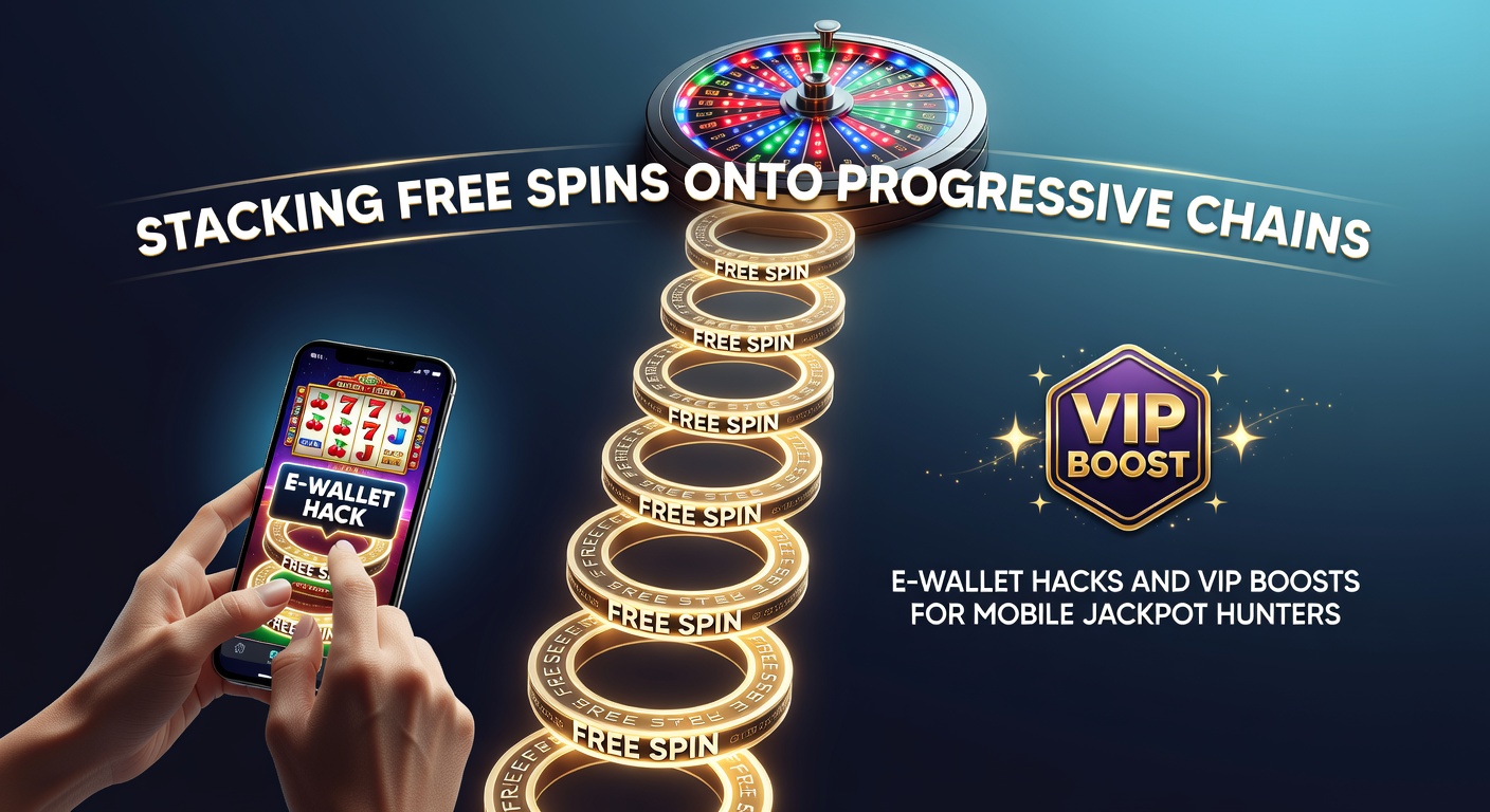 Vibrant slot machine display showing stacked free spins activating a progressive jackpot chain with glowing multipliers and e-wallet icons in the background