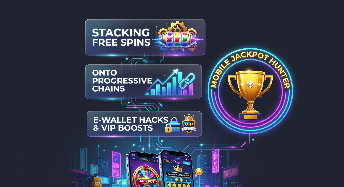 Smartphone interface displaying a VIP dashboard with e-wallet deposit options, stacked free spins counter, and a rising progressive chain jackpot meter