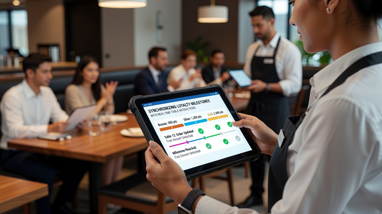 Close-up of mobile interface showing real-time loyalty updates during table game play