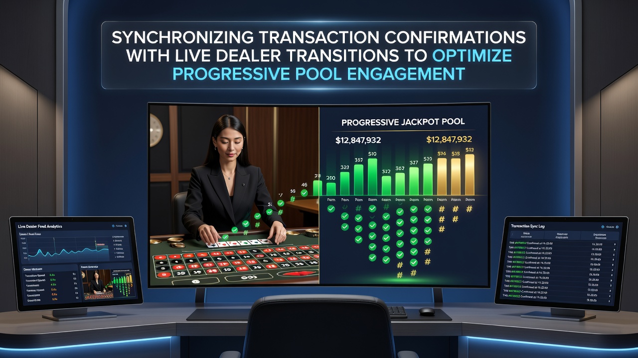 Live dealer transition screen on mobile with progressive pool status overlay