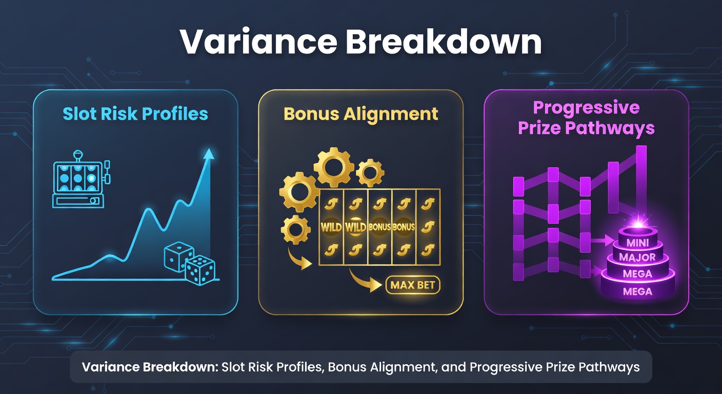 Colorful chart illustrating slot variance levels from low to high, with risk profiles overlaid on payout distributions